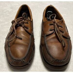 Sebago Docksides Leather Boat Shoes Mens Size 10 W Wide Brown 2-Eye Moc Toe